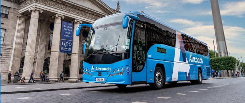 Aircoach on O'Connell Street outside GPO Aircoach in dublin city centre