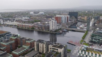Grand Canal Dock by Failte Ireland  aerial view of the grand canal dock dublin